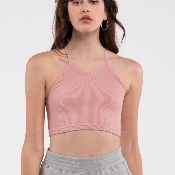 Free People Cropped Run Tank Soft Pink NWT Size M/L - Picture 4 of 6